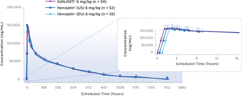 KANJINTI® Pharmacokinetic – Mean Serum Concentrationtime
    Profiles